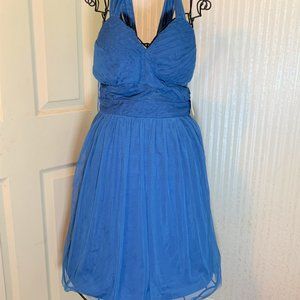 JUNIORS - sz 3 NWT BONGO blue tulle cocktail halter party dress sleeveless
